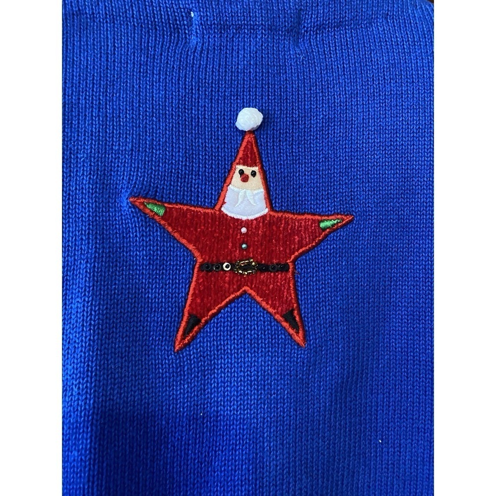 VTG Jack B Quick Sweater Christmas Santa Holiday Beaded Cardigan XL Patriotic - Picture 9 of 11